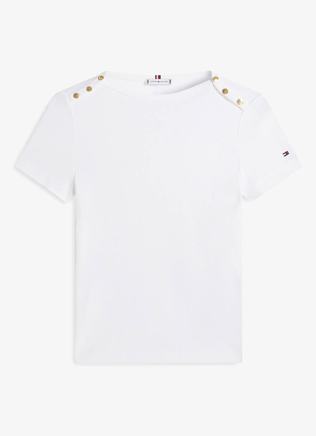 Tommy Hilfiger T-shirt met knoop detail - voorkant 4 gebroken wit