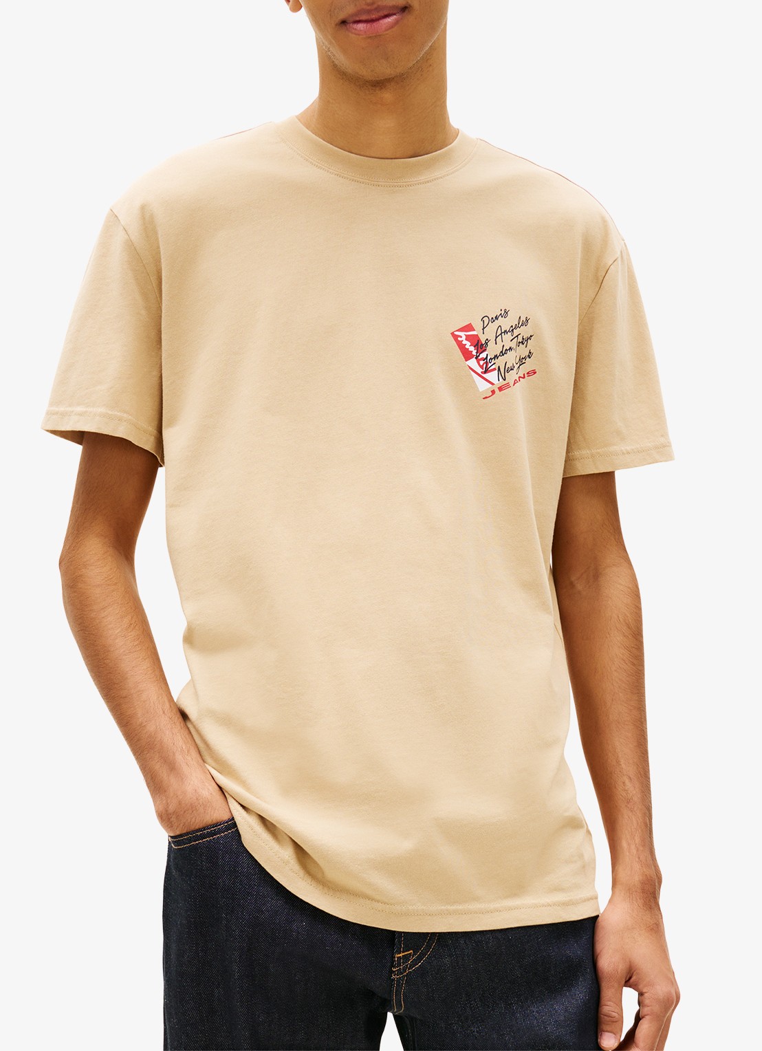 Tommy Hilfiger T-shirt met logo- en backprint - detail 4 beige