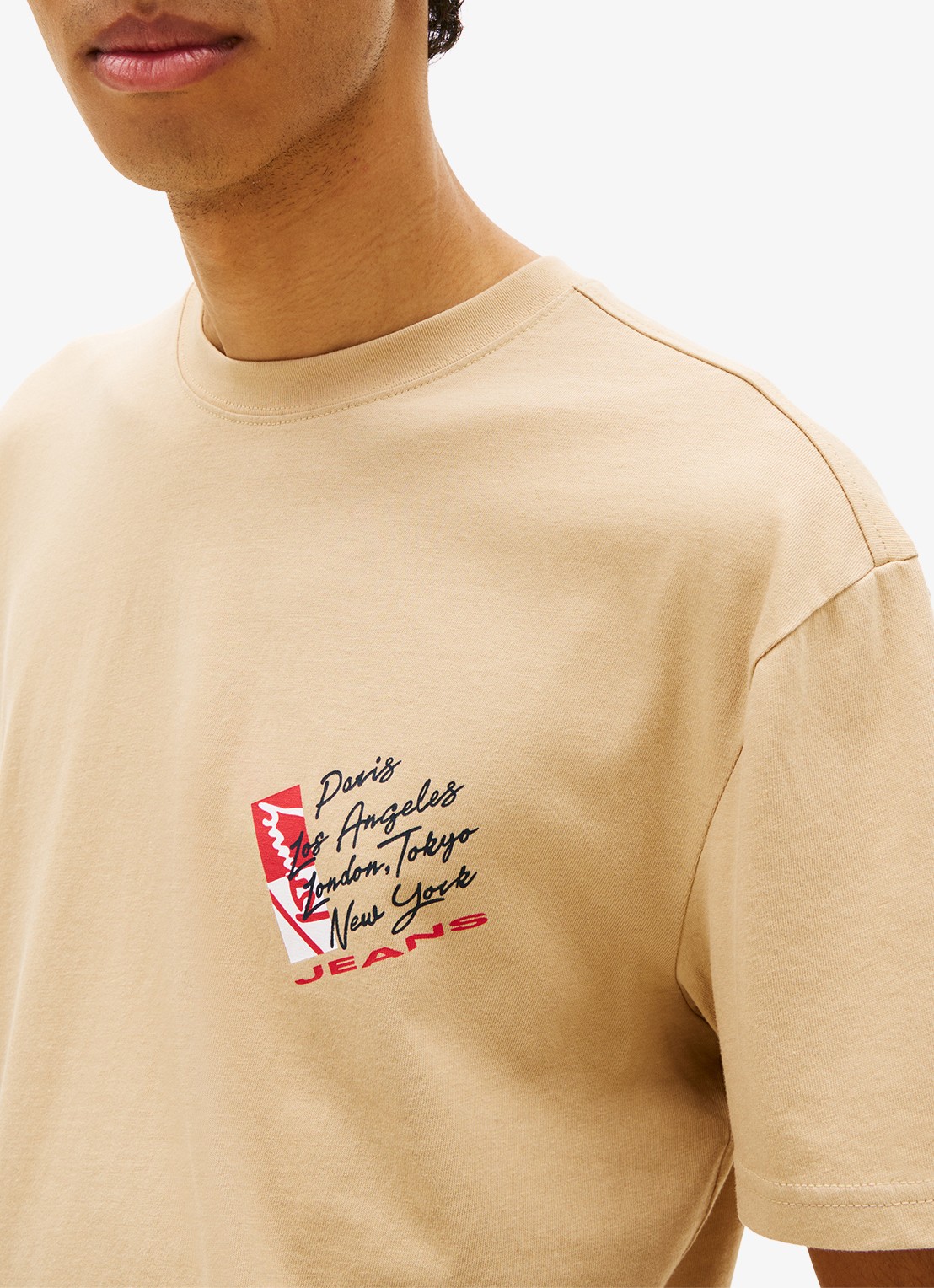 Tommy Hilfiger T-shirt met logo- en backprint - detail 5 beige