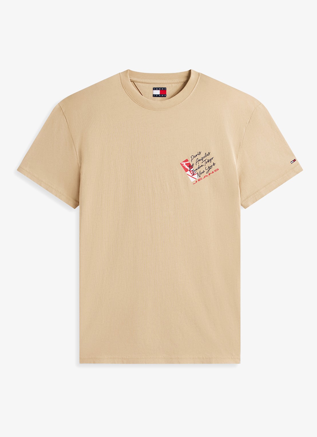 Tommy Hilfiger T-shirt met logo- en backprint - voorkant 2 beige