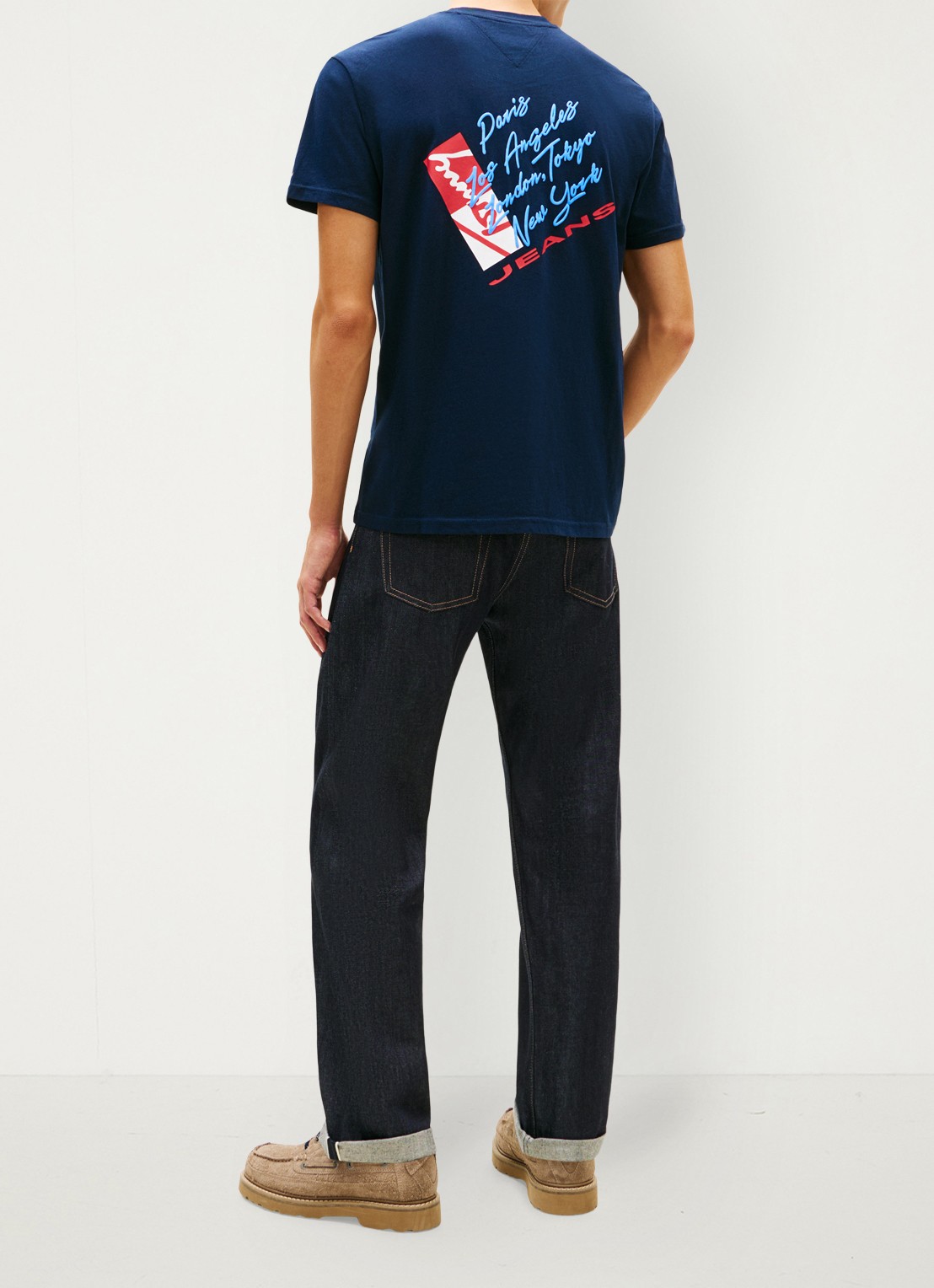 Tommy Hilfiger T-shirt met logo- en backprint - achterkant donkerblauw
