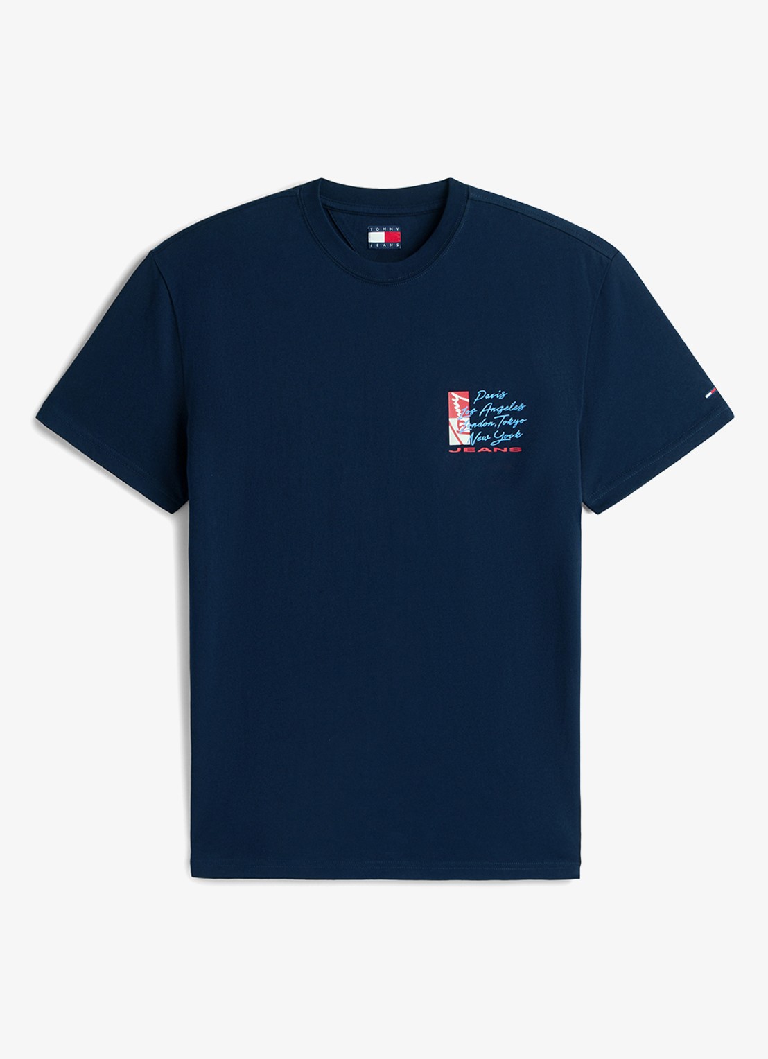 Tommy Hilfiger T-shirt met logo- en backprint - voorkant 2 donkerblauw