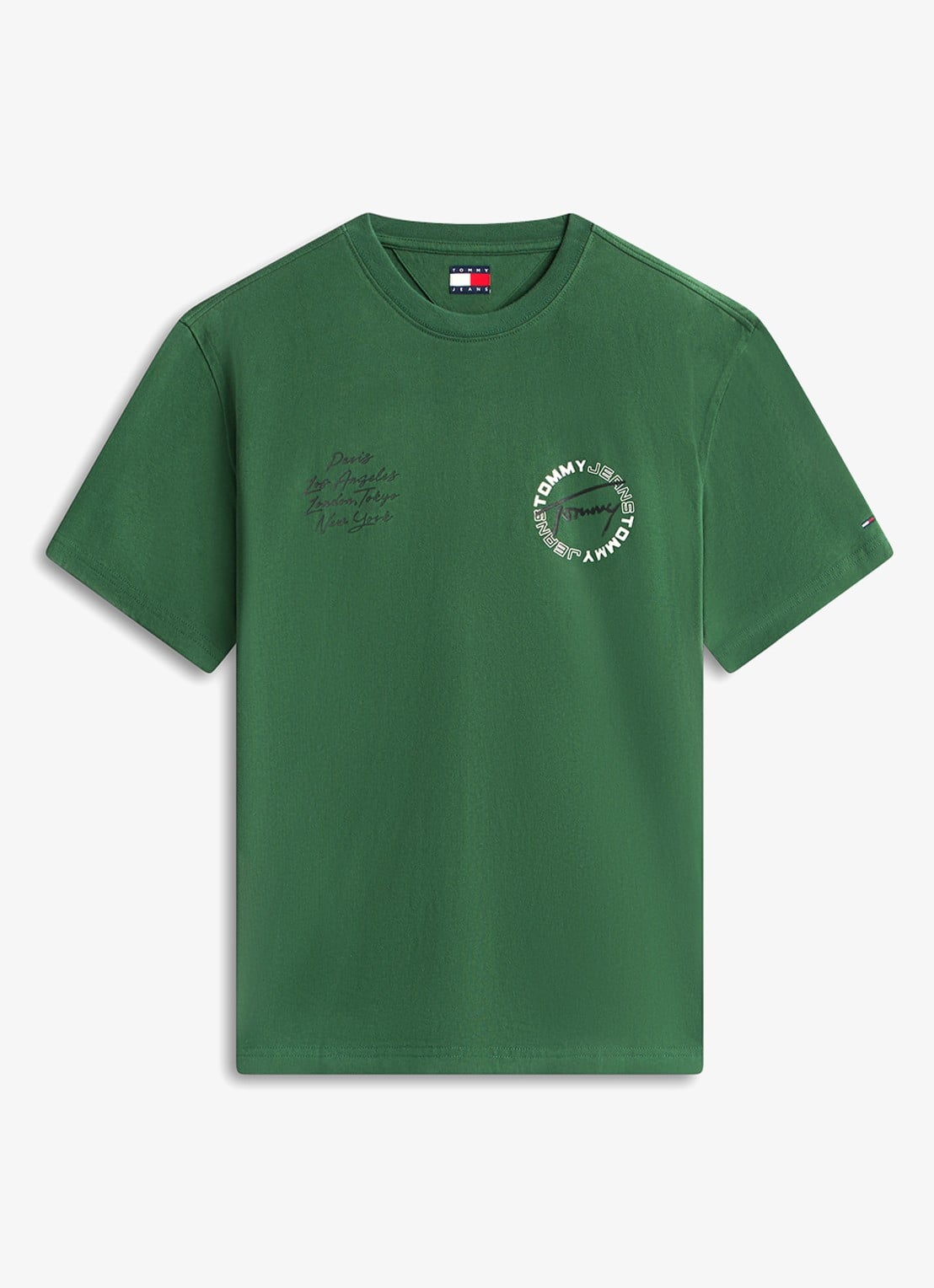 Tommy Hilfiger T-shirt met logo- en backprint - voorkant 3 donkergroen