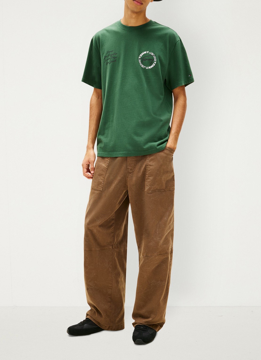Tommy Hilfiger T-shirt met logo- en backprint - voorkant 4 donkergroen