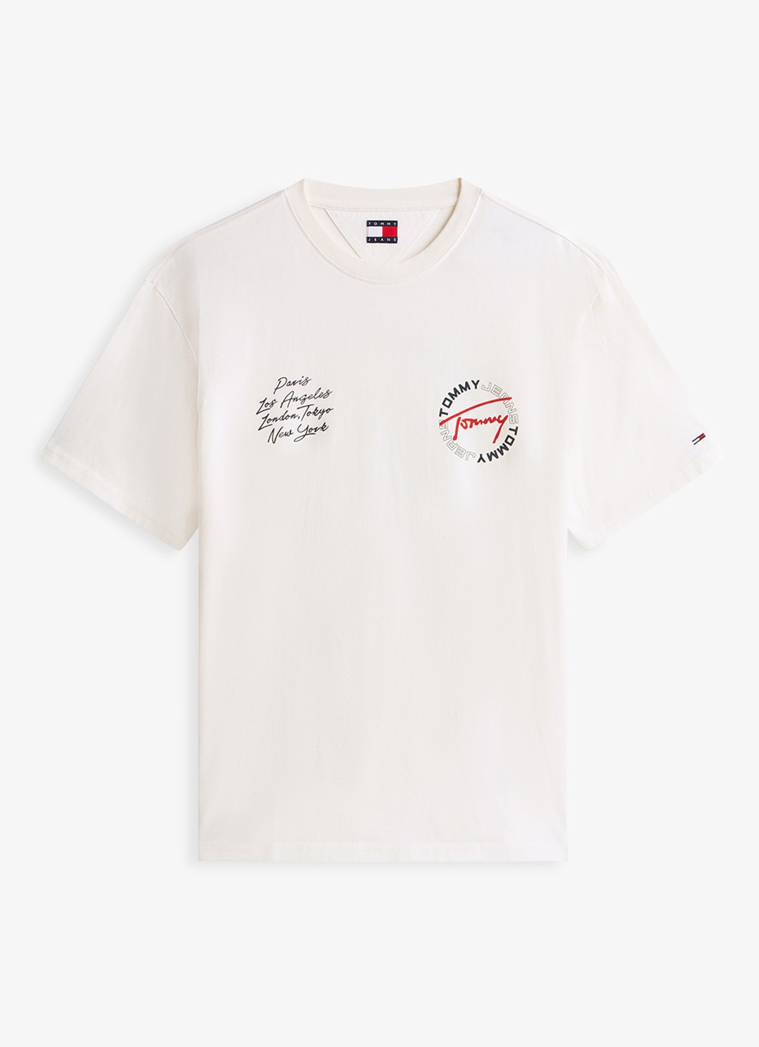 Tommy Hilfiger T-shirt met logo- en backprint - voorkant 4 beige