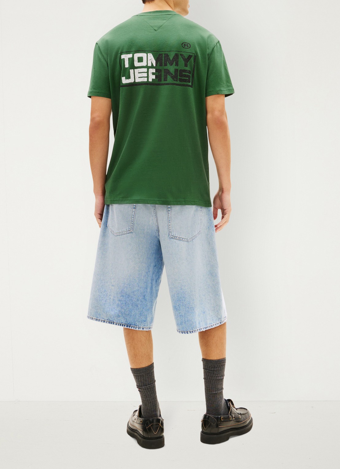 Tommy Hilfiger T-shirt met logo- en backprint - achterkant donkergroen