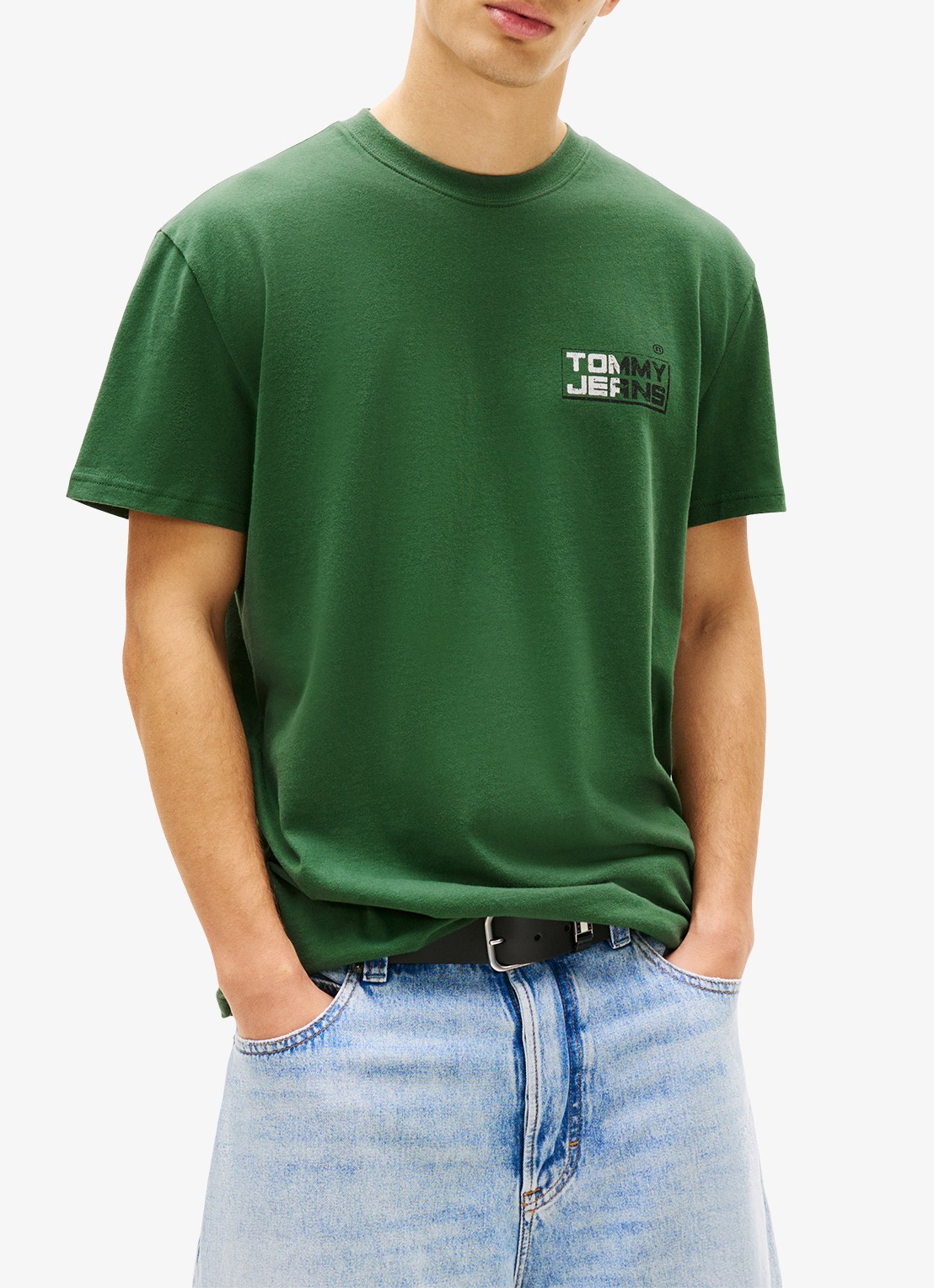 Tommy Hilfiger T-shirt met logo- en backprint - detail 2 donkergroen