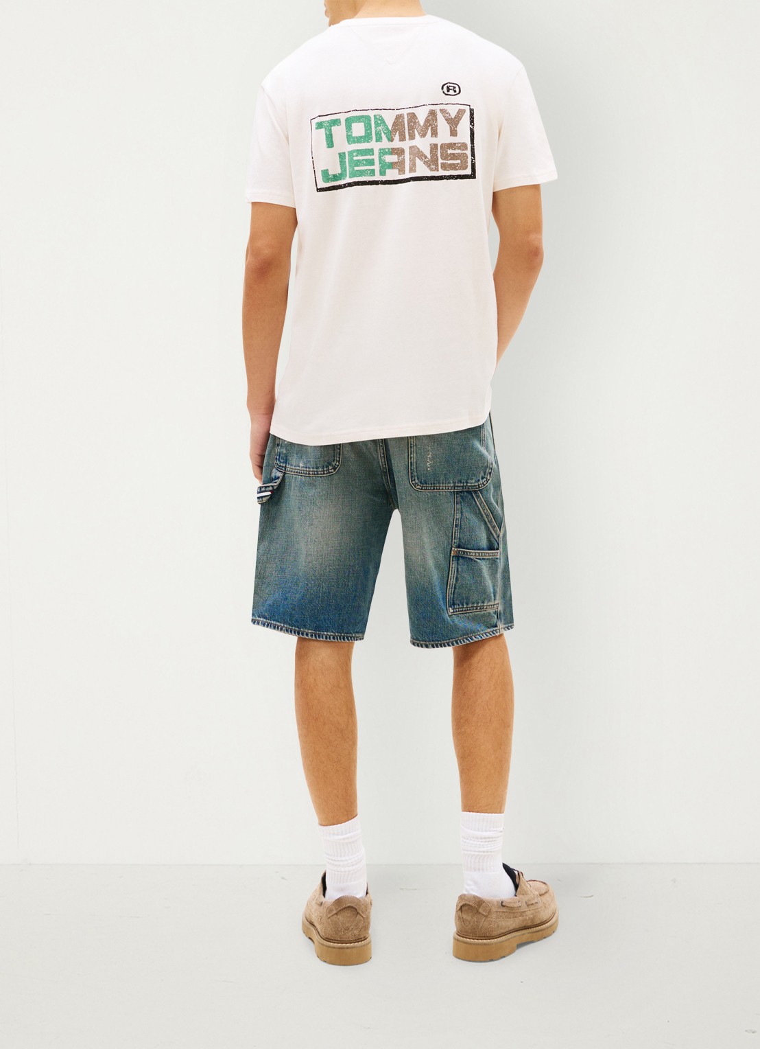 Tommy Hilfiger T-shirt met logo- en backprint - achterkant 5 beige