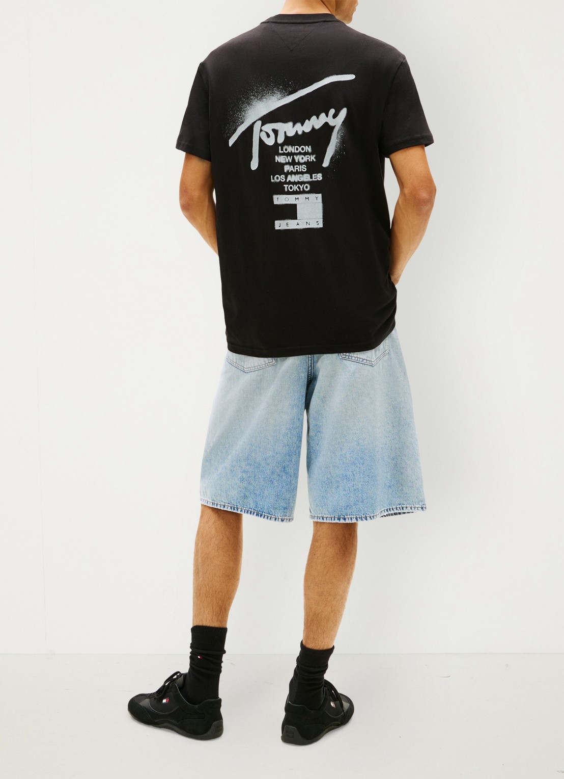 Tommy Hilfiger T-shirt met logo- en backprint - achterkant 3 zwart