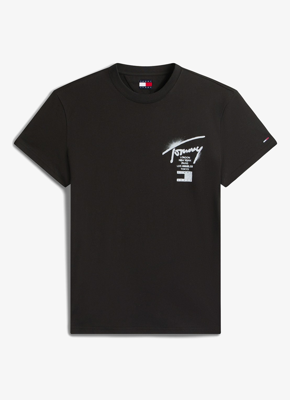 Tommy Hilfiger T-shirt met logo- en backprint - voorkant 4 zwart