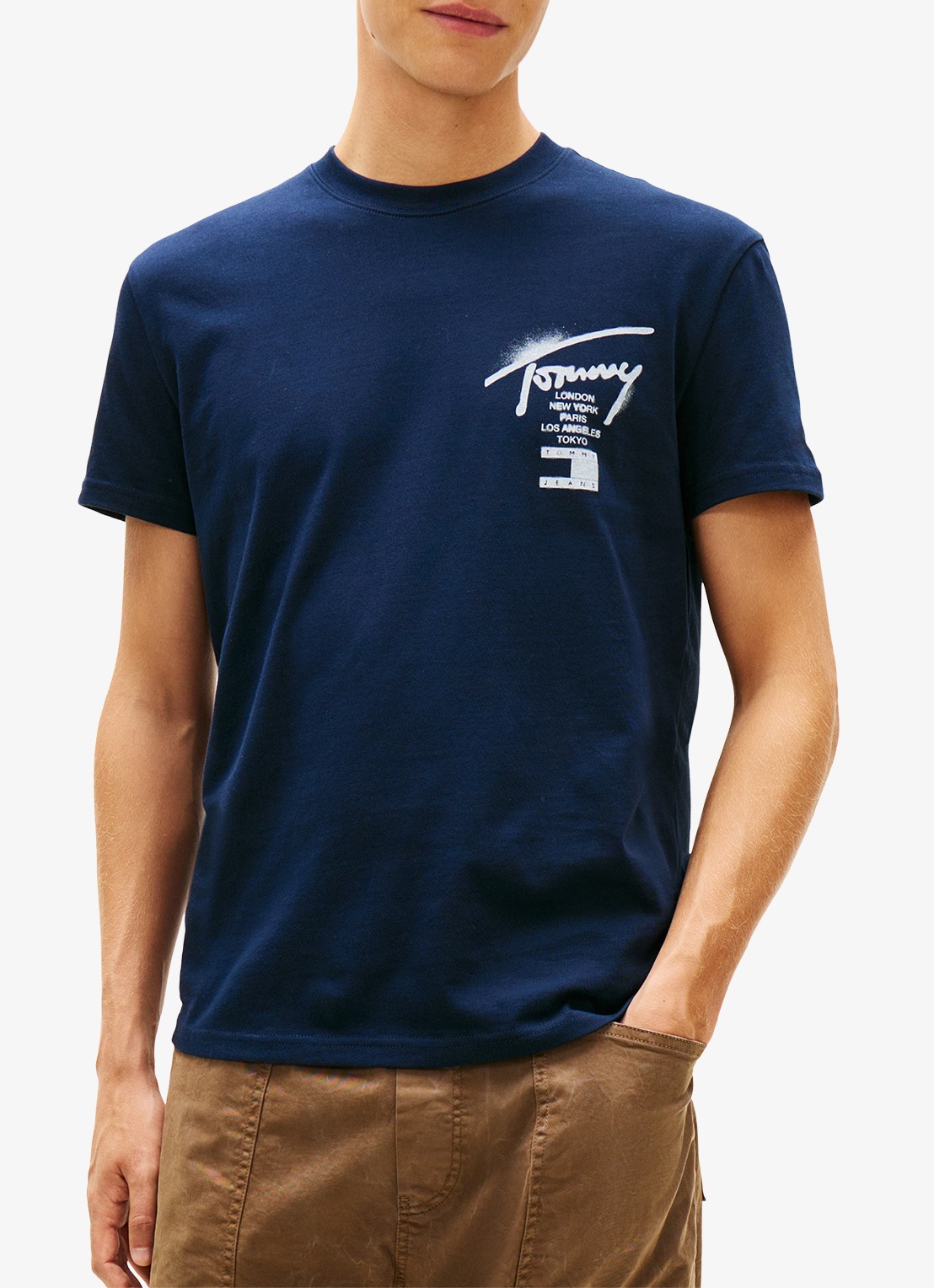 Tommy Hilfiger T-shirt met logo- en backprint - detail 4 donkerblauw
