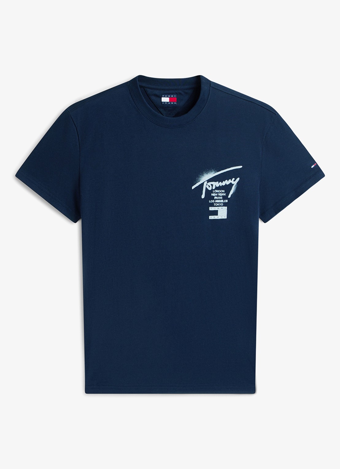 Tommy Hilfiger T-shirt met logo- en backprint - voorkant 2 donkerblauw