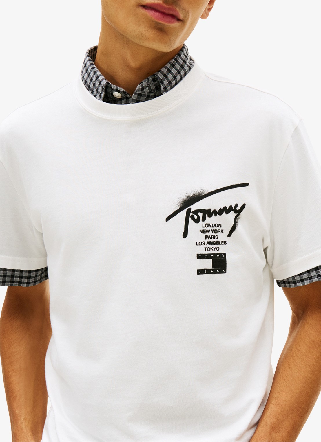 Tommy Hilfiger T-shirt met logo- en backprint - detail 4 wit