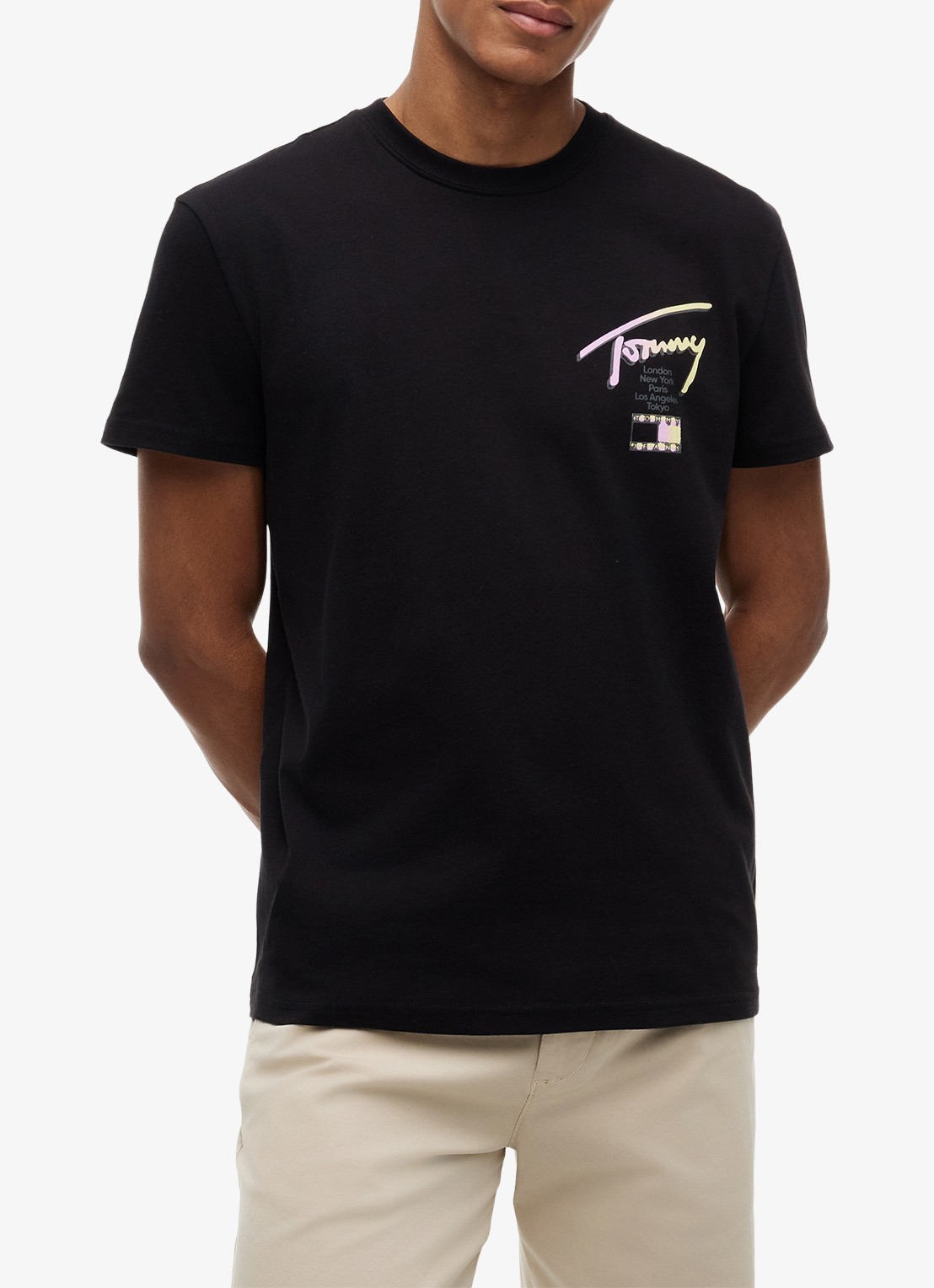 Tommy Hilfiger T-shirt met logo- en backprint - detail 3 zwart