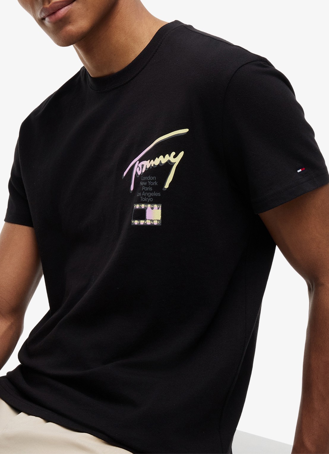 Tommy Hilfiger T-shirt met logo- en backprint - detail 4 zwart