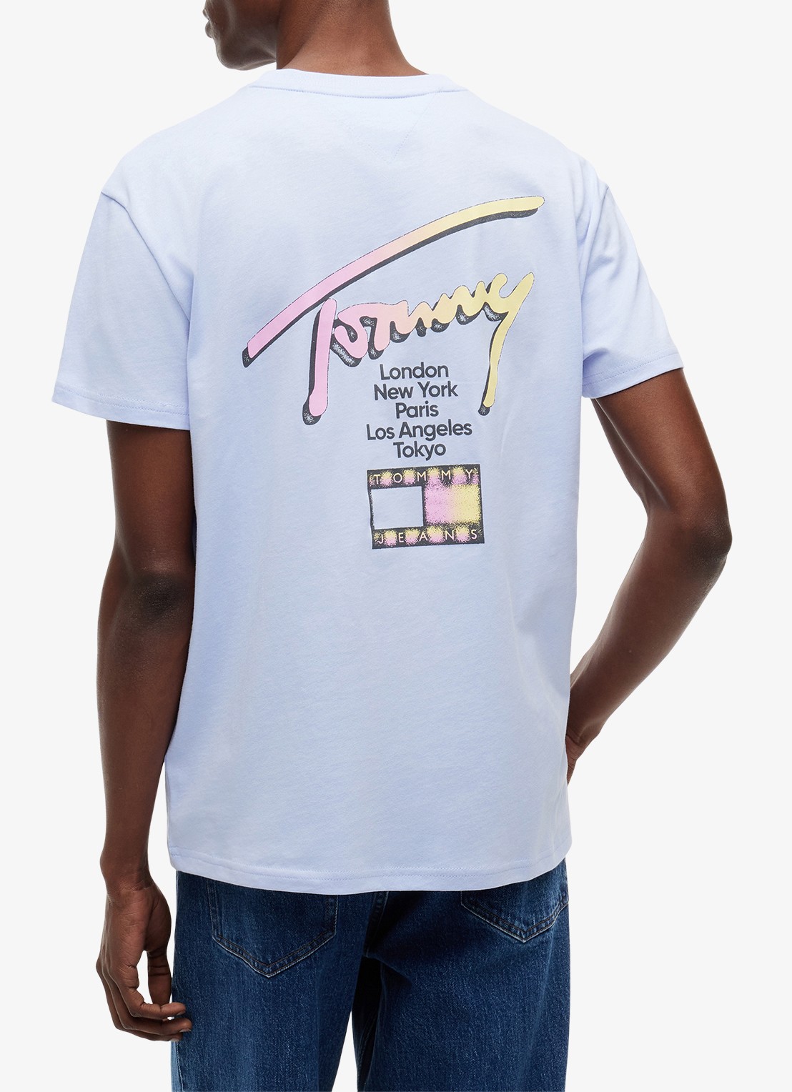 Tommy Hilfiger T-shirt met logo- en backprint - achterkant lila
