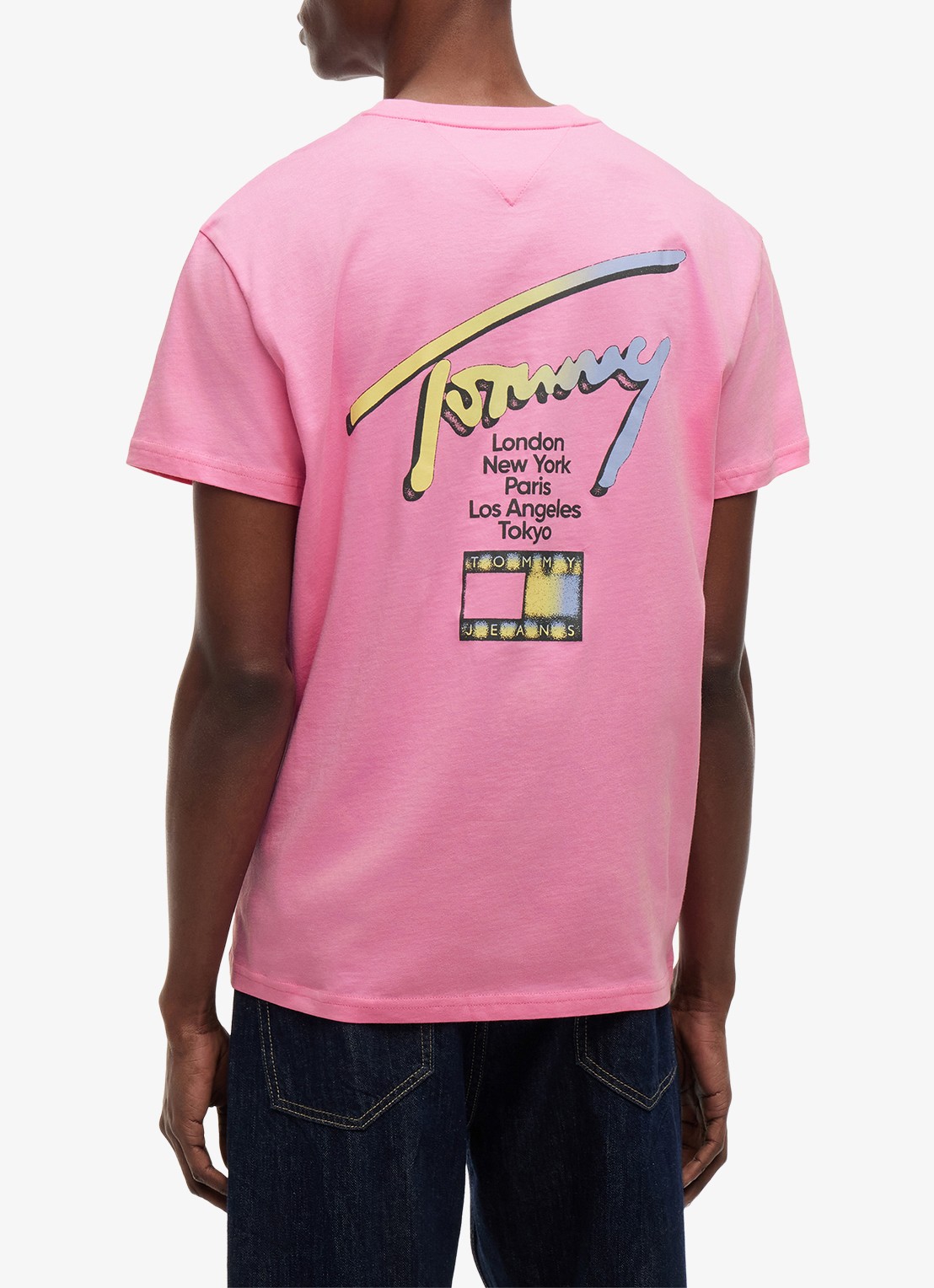 Tommy Hilfiger T-shirt met logo- en backprint - achterkant 5 lichtroze
