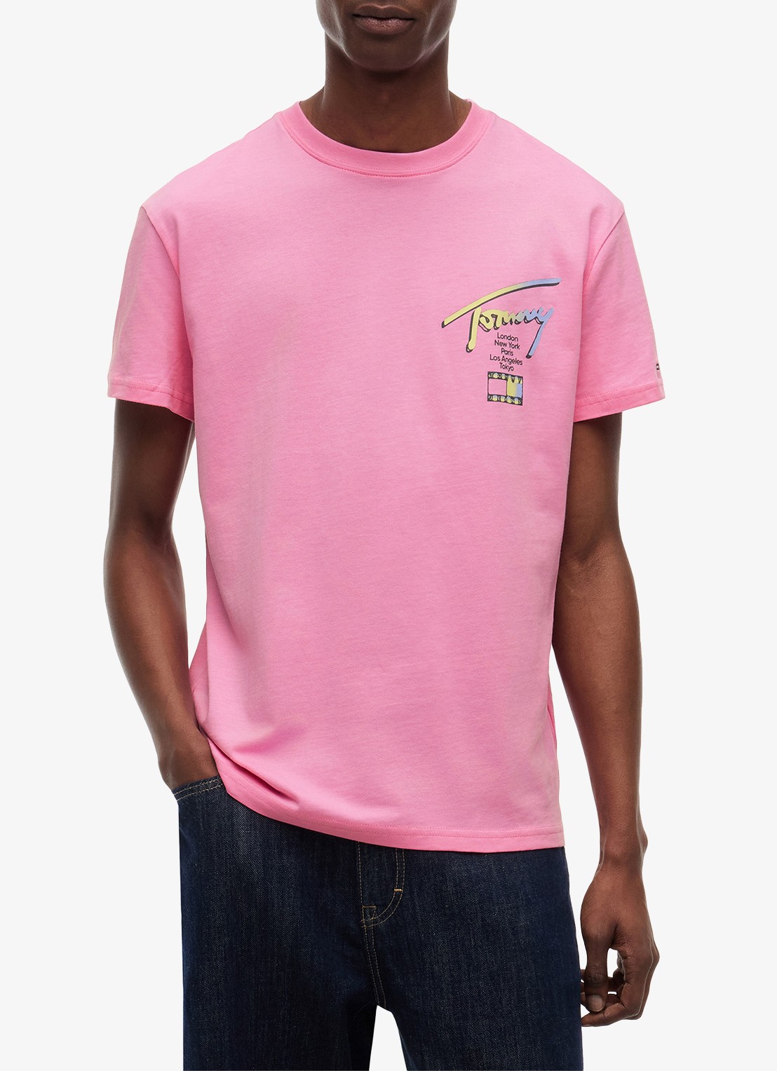 Tommy Hilfiger T-shirt met logo- en backprint - detail 3 lichtroze