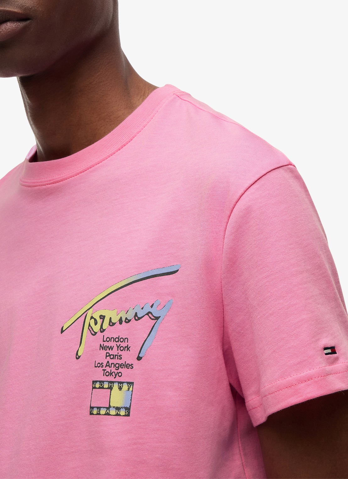 Tommy Hilfiger T-shirt met logo- en backprint - detail 4 lichtroze