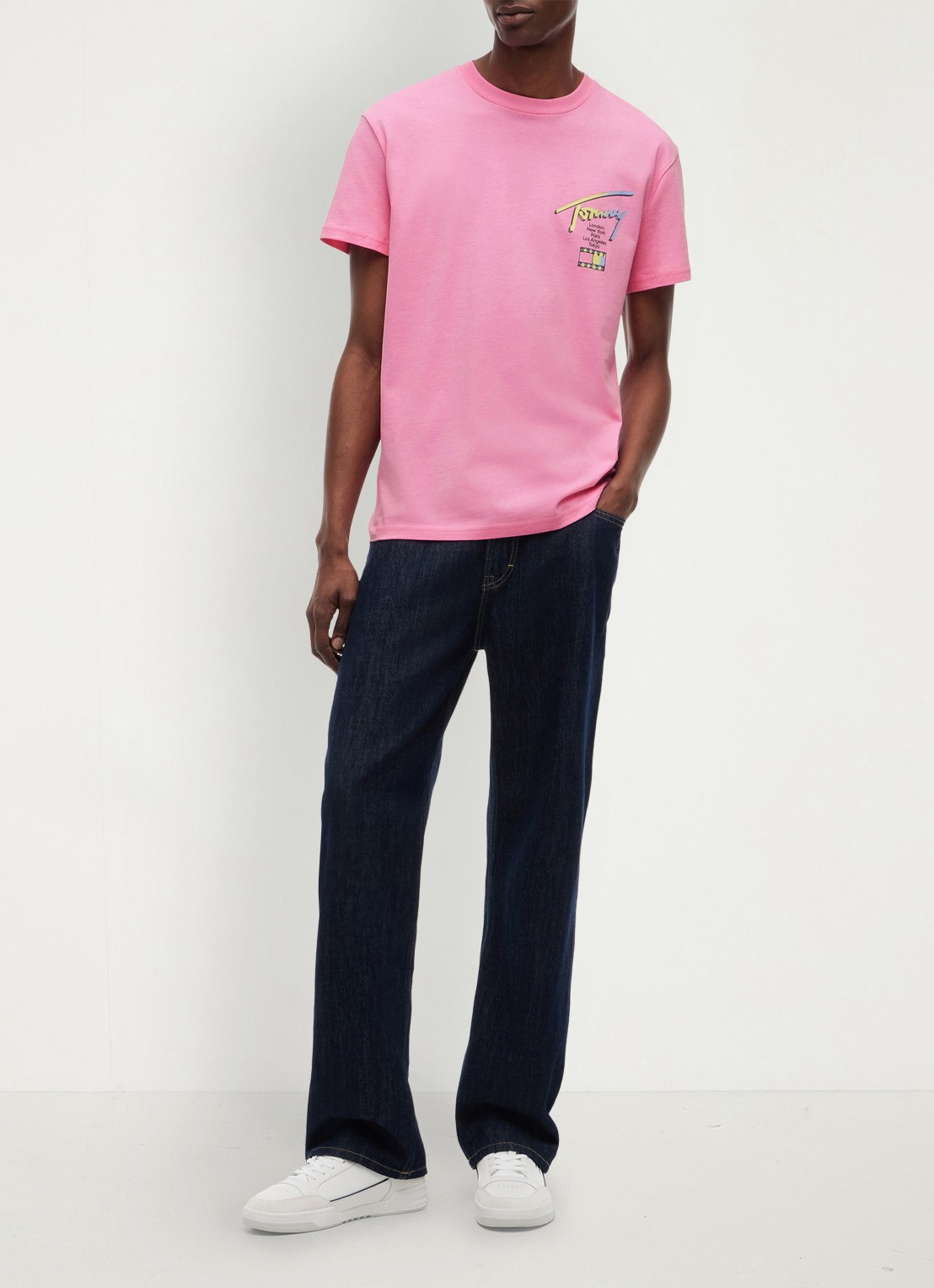 Tommy Hilfiger T-shirt met logo- en backprint - voorkant 2 lichtroze