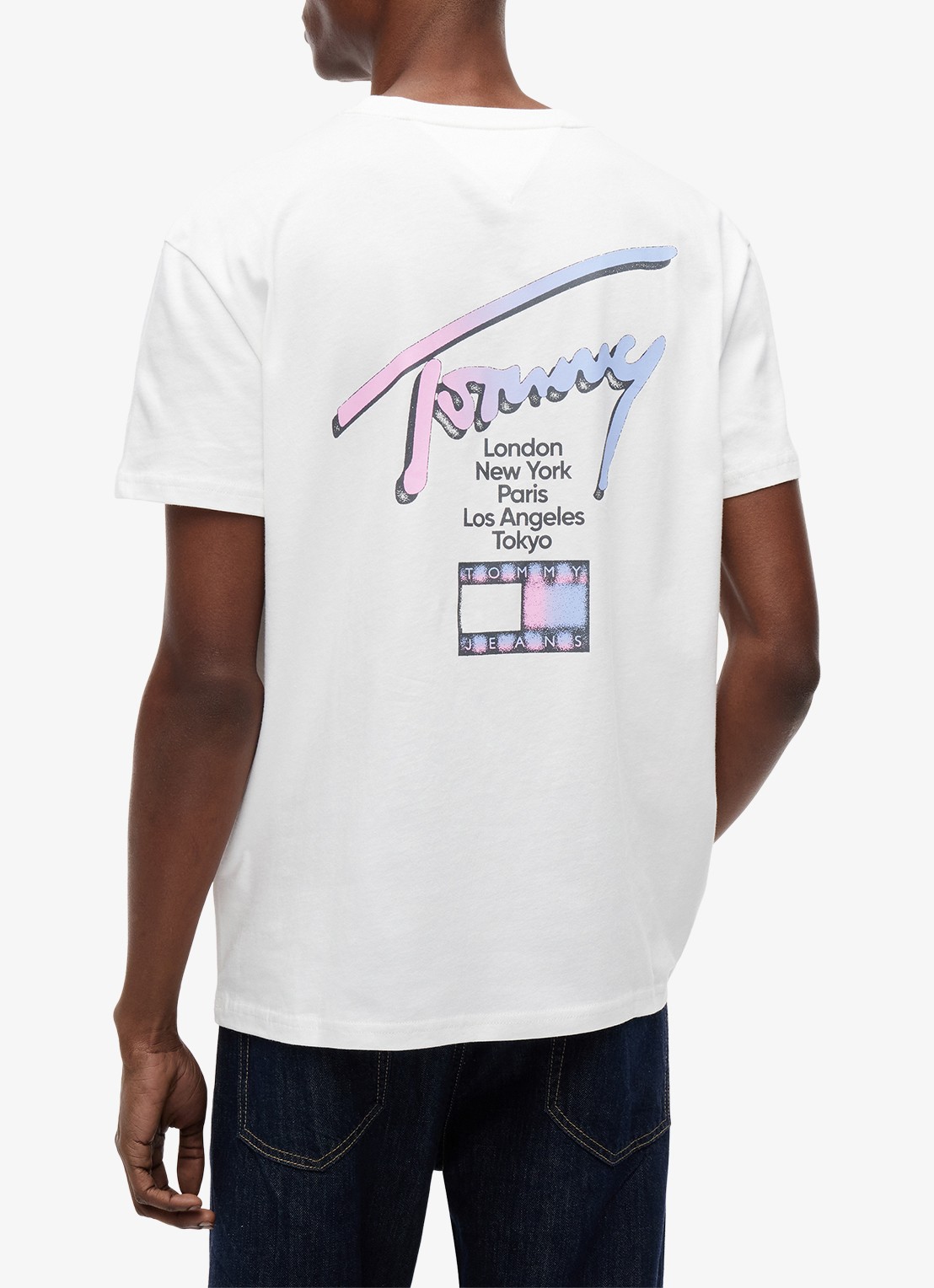 Tommy Hilfiger T-shirt met logo- en backprint - achterkant 3 ecru-ybl