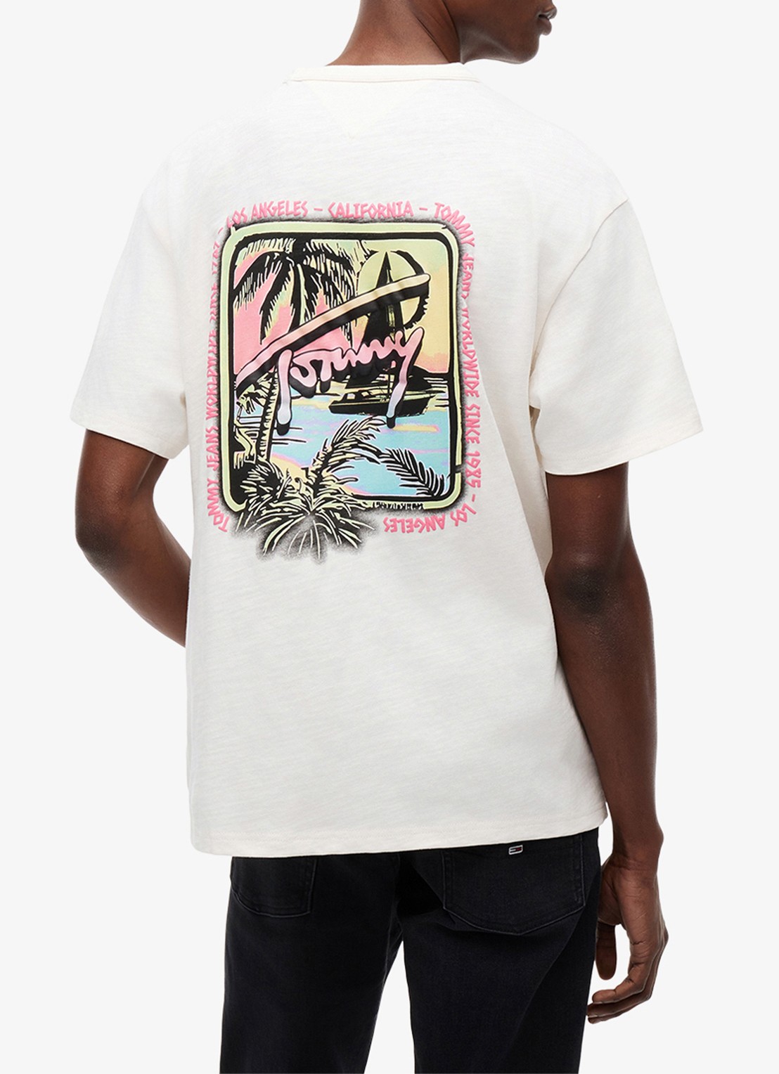 Tommy Hilfiger T-shirt met logo- en backprint - achterkant wit