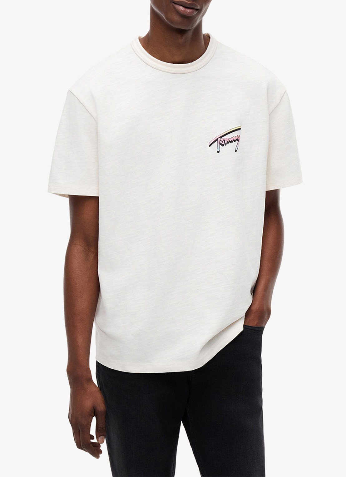 Tommy Hilfiger T-shirt met logo- en backprint - detail 2 wit