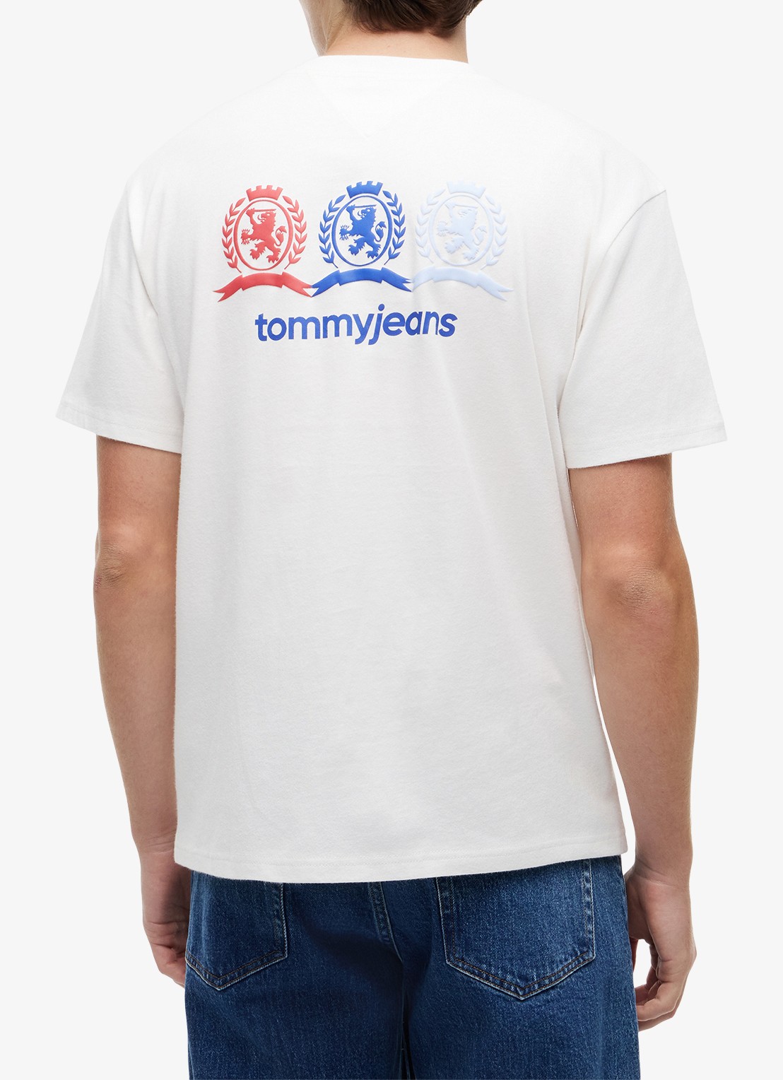 Tommy Hilfiger T-shirt met logo- en backprint - achterkant 5 ecru-ybl