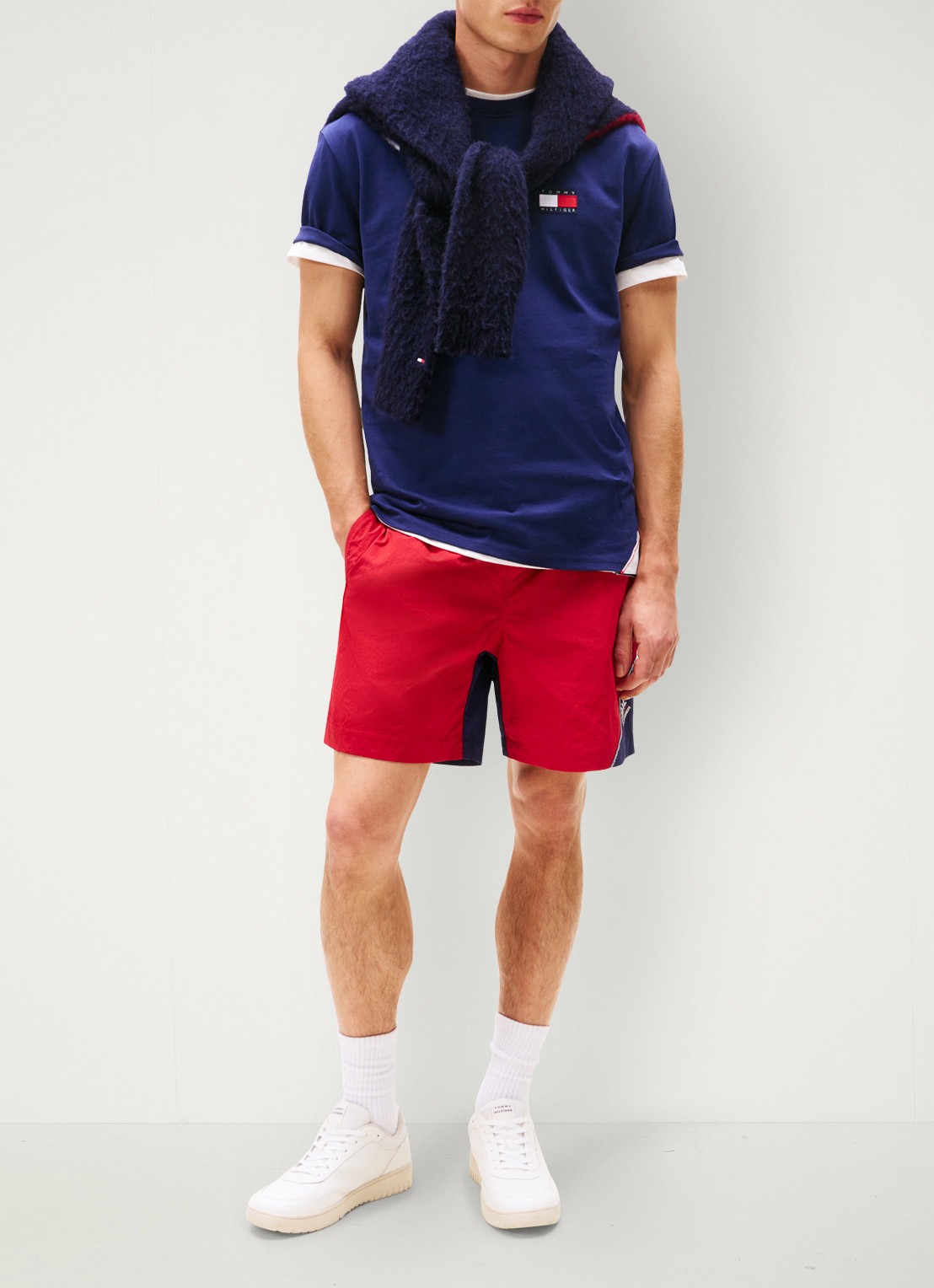 Tommy Hilfiger T-shirt met logo- en backprint - voorkant 2 donkerblauw