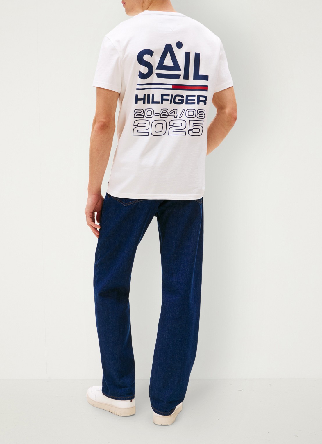Tommy Hilfiger T-shirt met logo- en backprint - detail wit