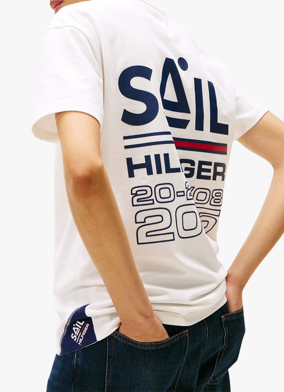 Tommy Hilfiger T-shirt met logo- en backprint - detail 4 wit
