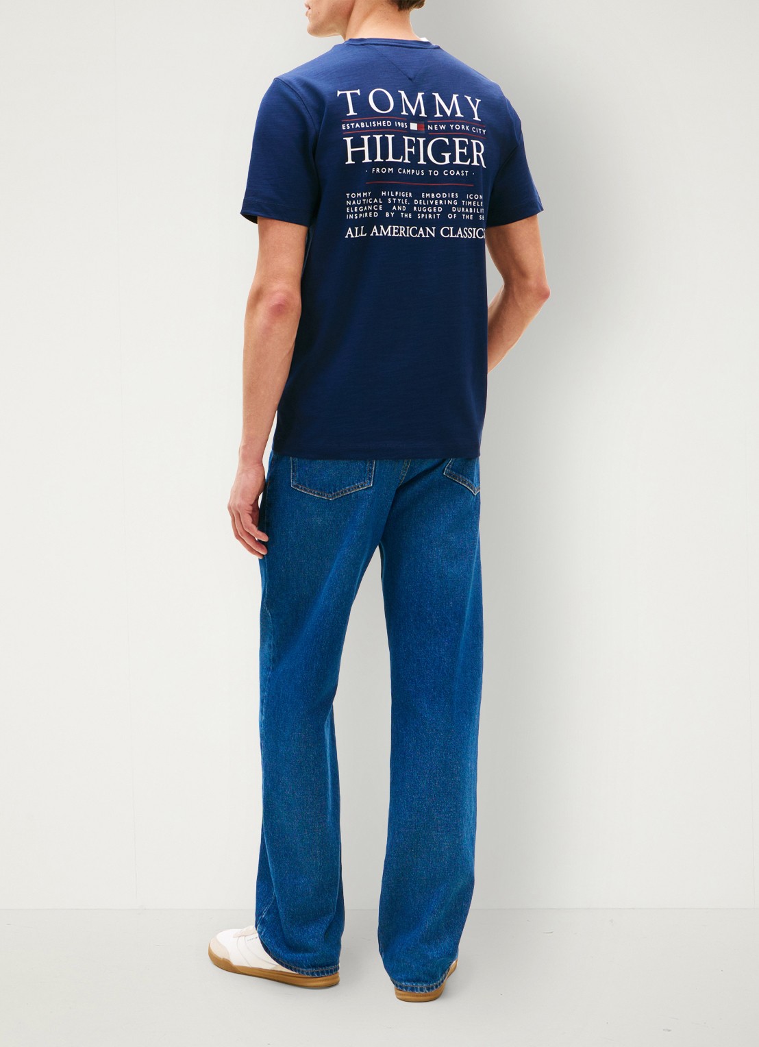 Tommy Hilfiger T-shirt met logo- en backprint - achterkant 3 donkerblauw
