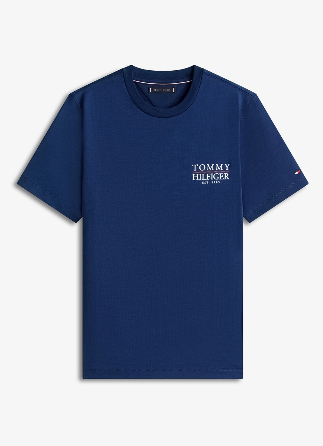 Tommy Hilfiger T-shirt met logo- en backprint - voorkant donkerblauw