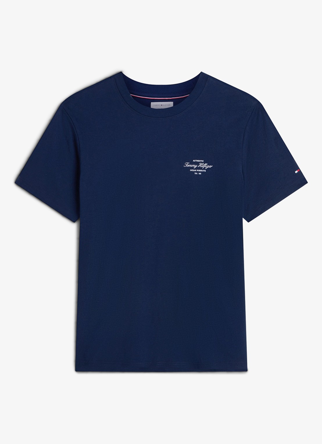 Tommy Hilfiger T-shirt met logo- en backprint - voorkant 4 donkerblauw
