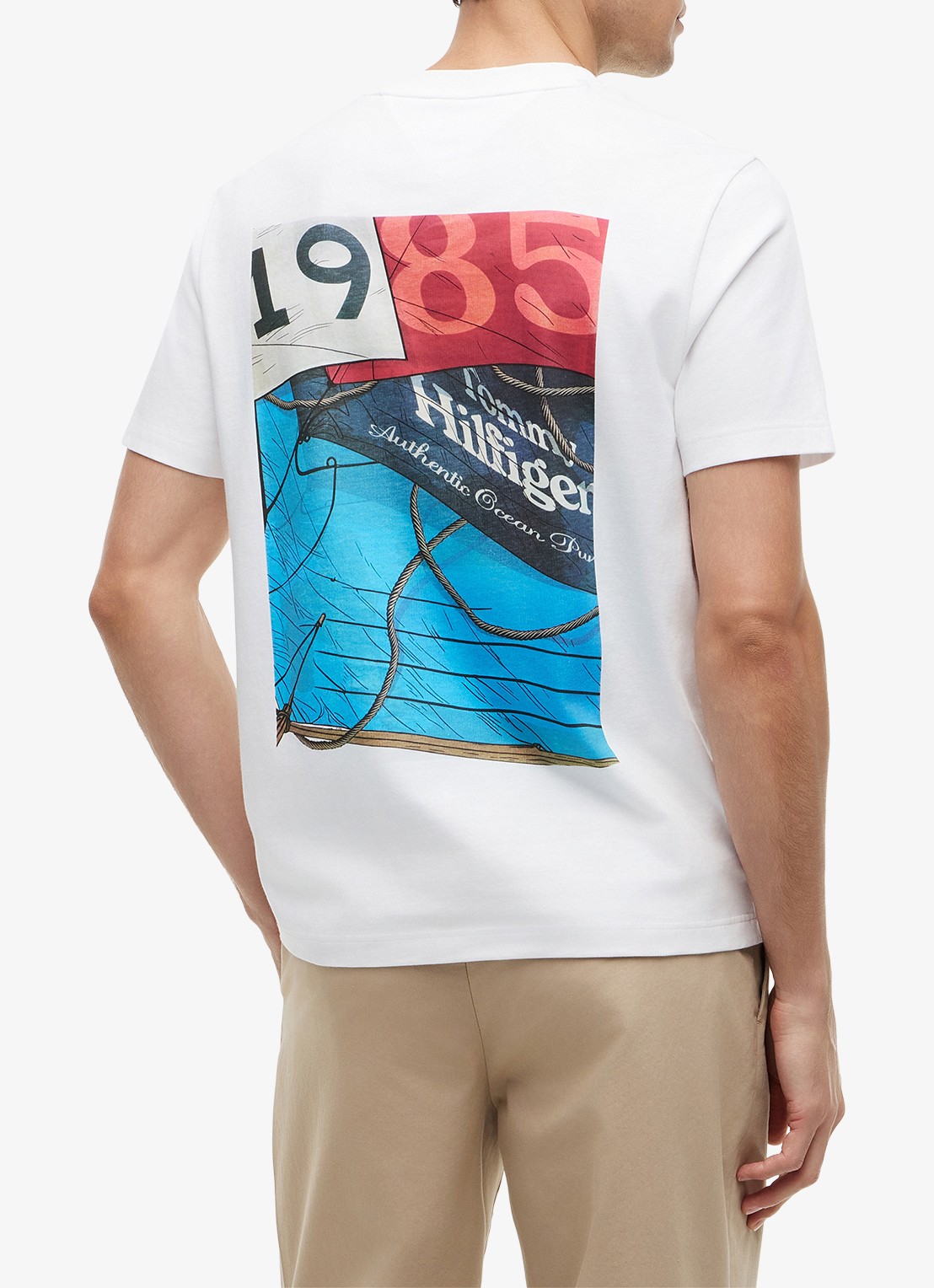 Tommy Hilfiger T-shirt met logo- en backprint - achterkant 5 wit
