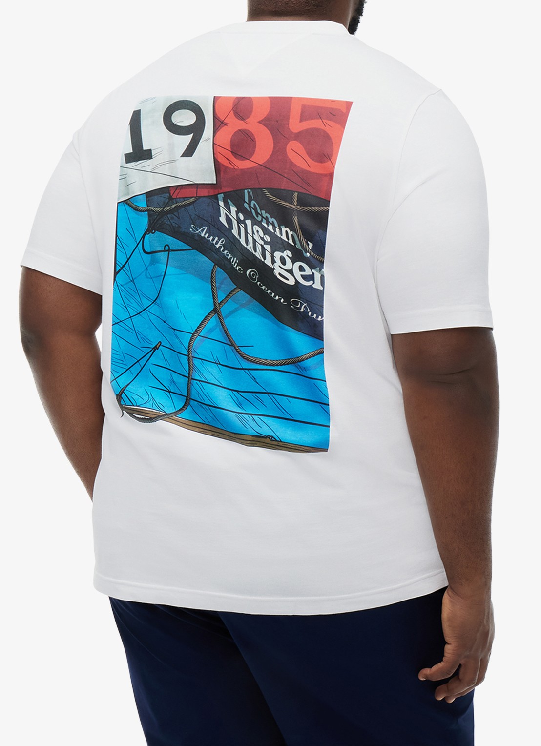 Tommy Hilfiger T-shirt met logo- en backprint - achterkant 3 wit