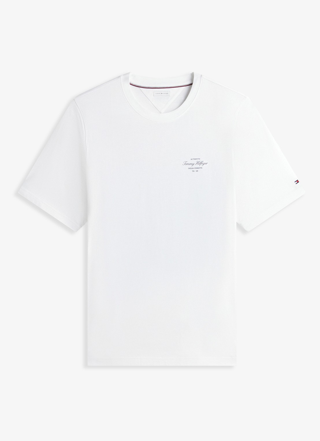 Tommy Hilfiger T-shirt met logo- en backprint - voorkant wit