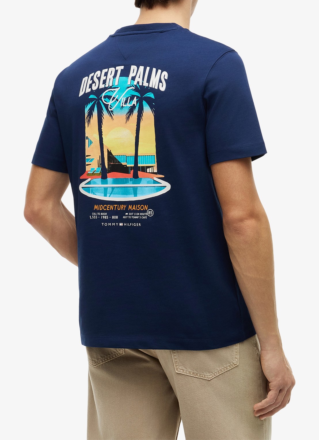 Tommy Hilfiger T-shirt met logo- en backprint - achterkant 5 donkerblauw