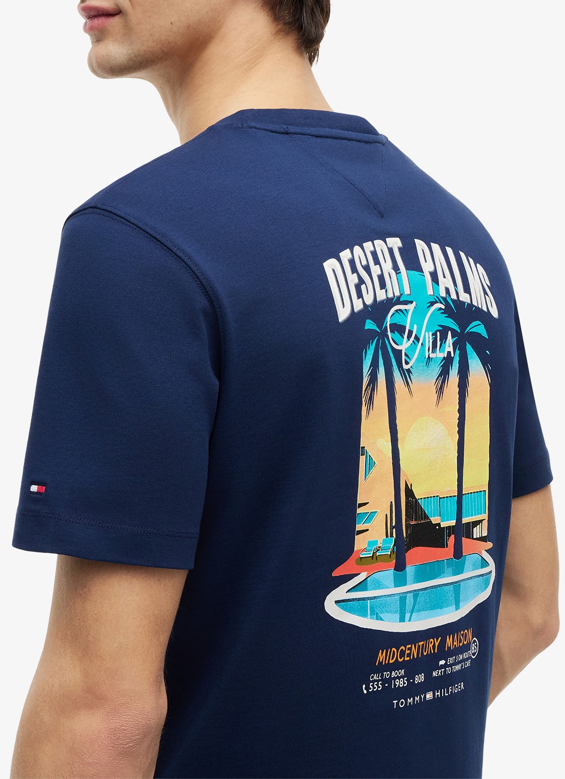 Tommy Hilfiger T-shirt met logo- en backprint - detail 2 donkerblauw