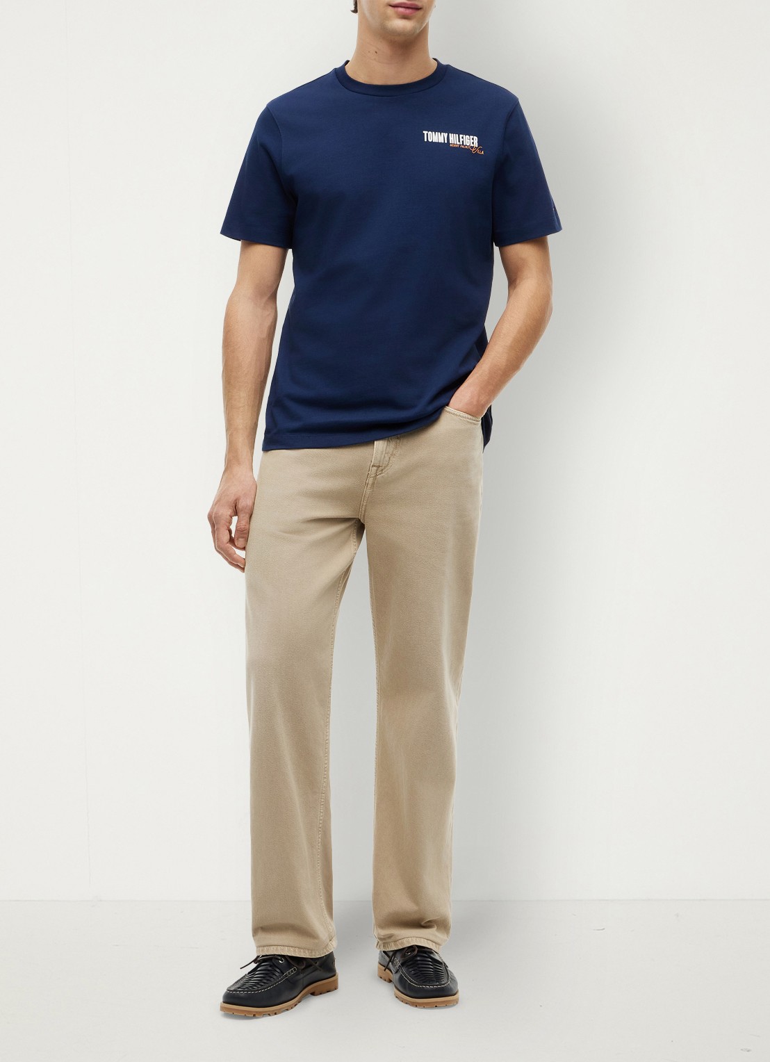Tommy Hilfiger T-shirt met logo- en backprint - voorkant 4 donkerblauw