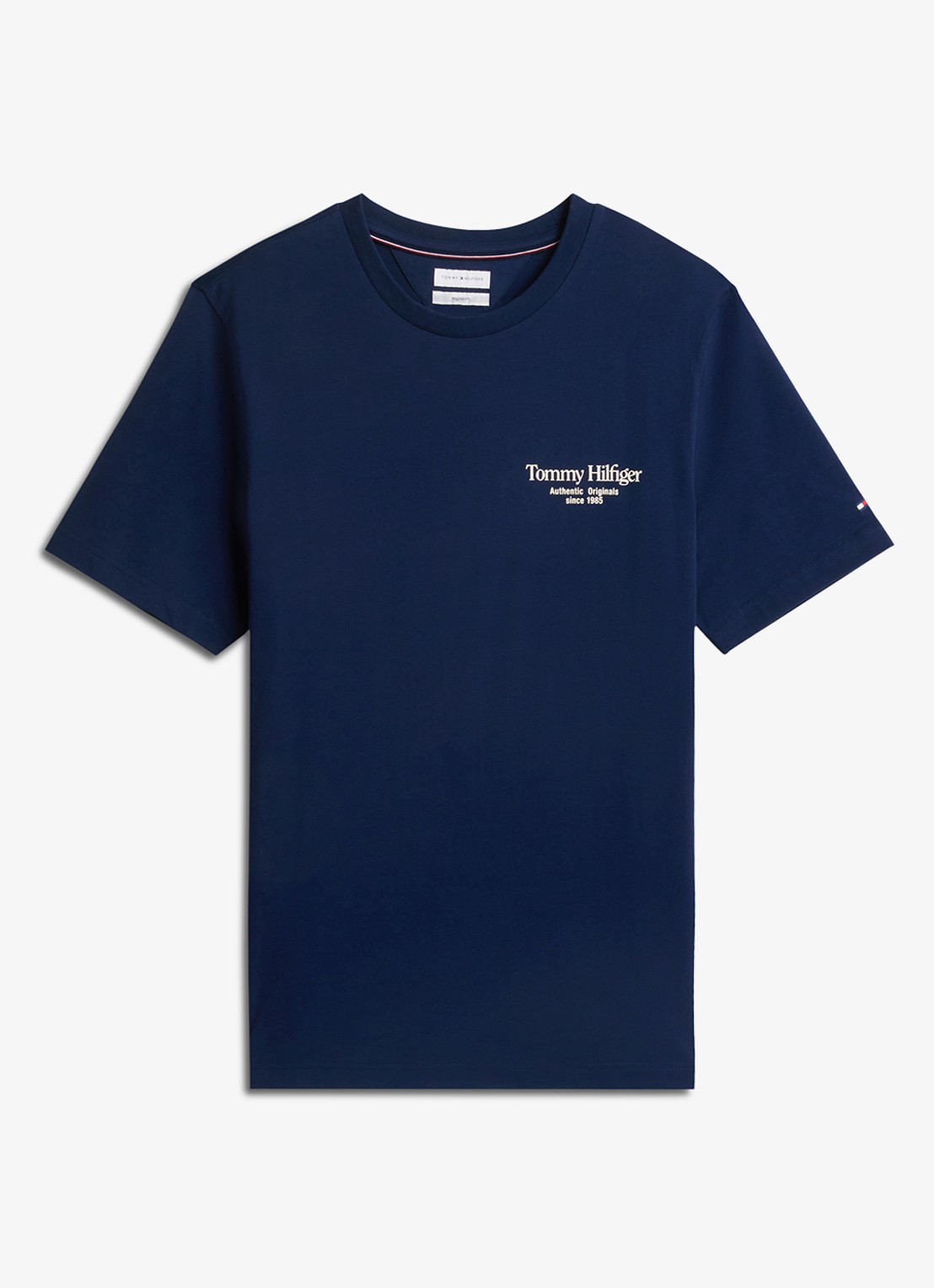 Tommy Hilfiger T-shirt met logo- en backprint - voorkant donkerblauw