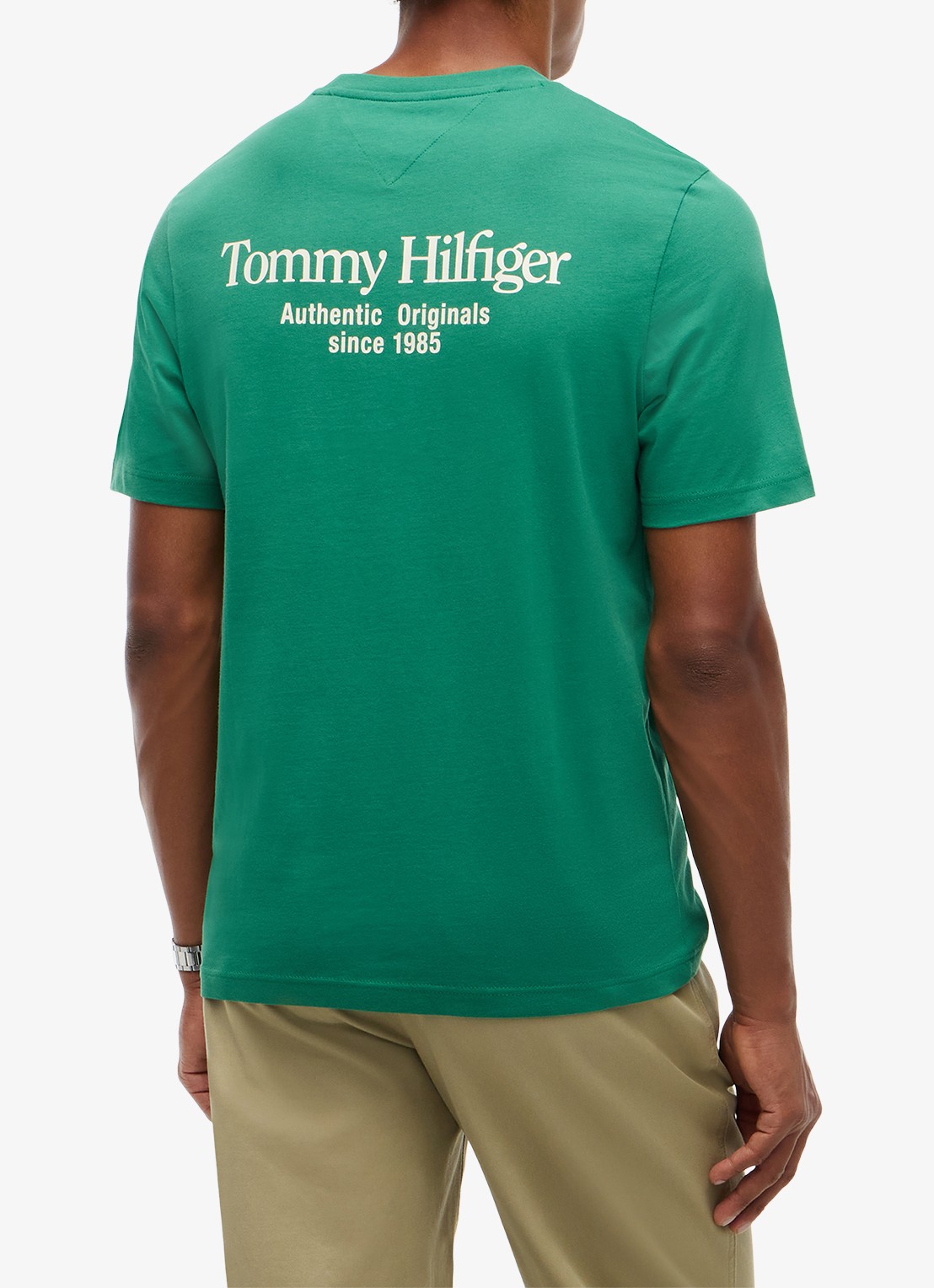 Tommy Hilfiger T-shirt met logo- en backprint - achterkant 6 groen