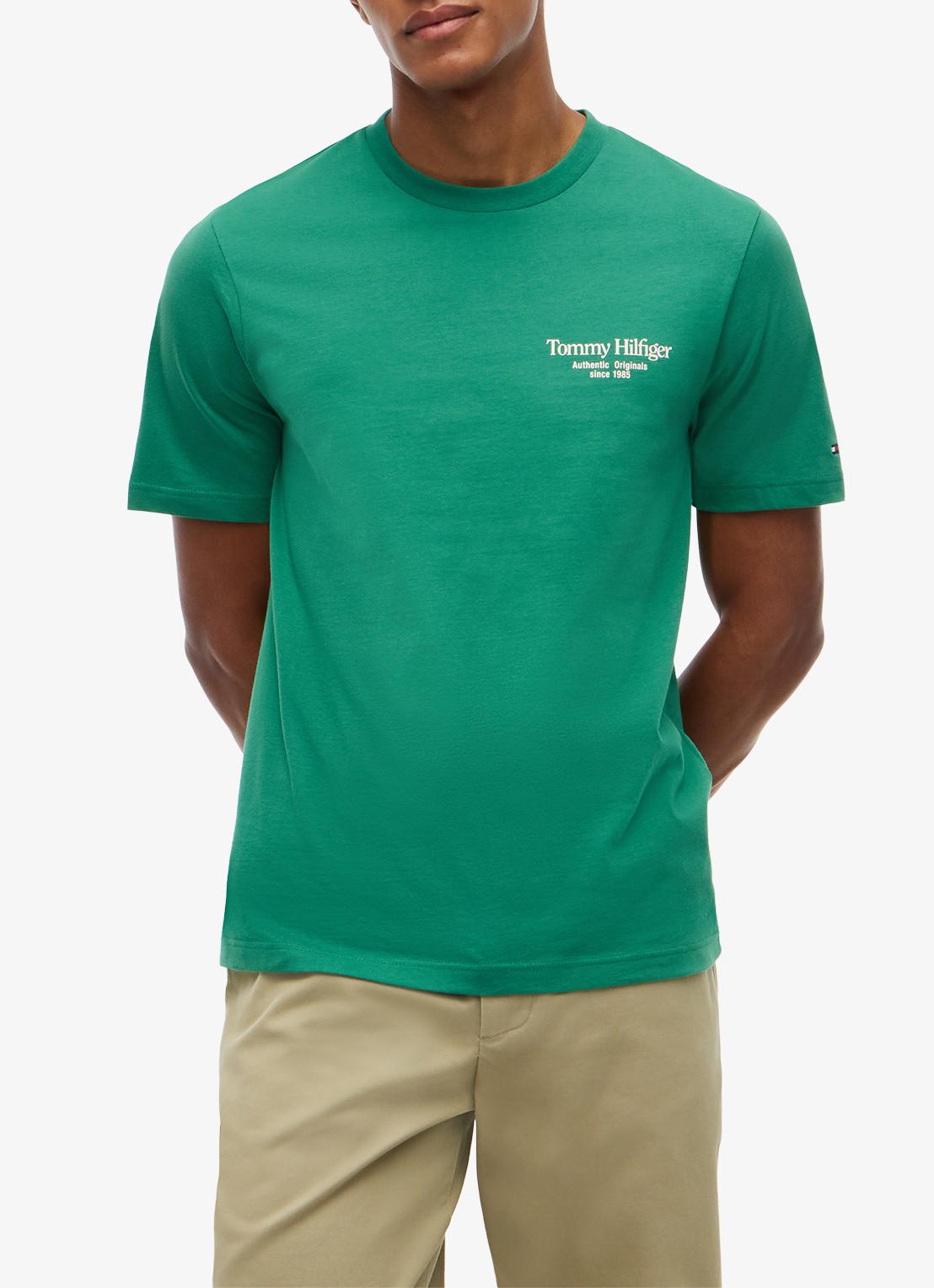 Tommy Hilfiger T-shirt met logo- en backprint - detail 3 groen