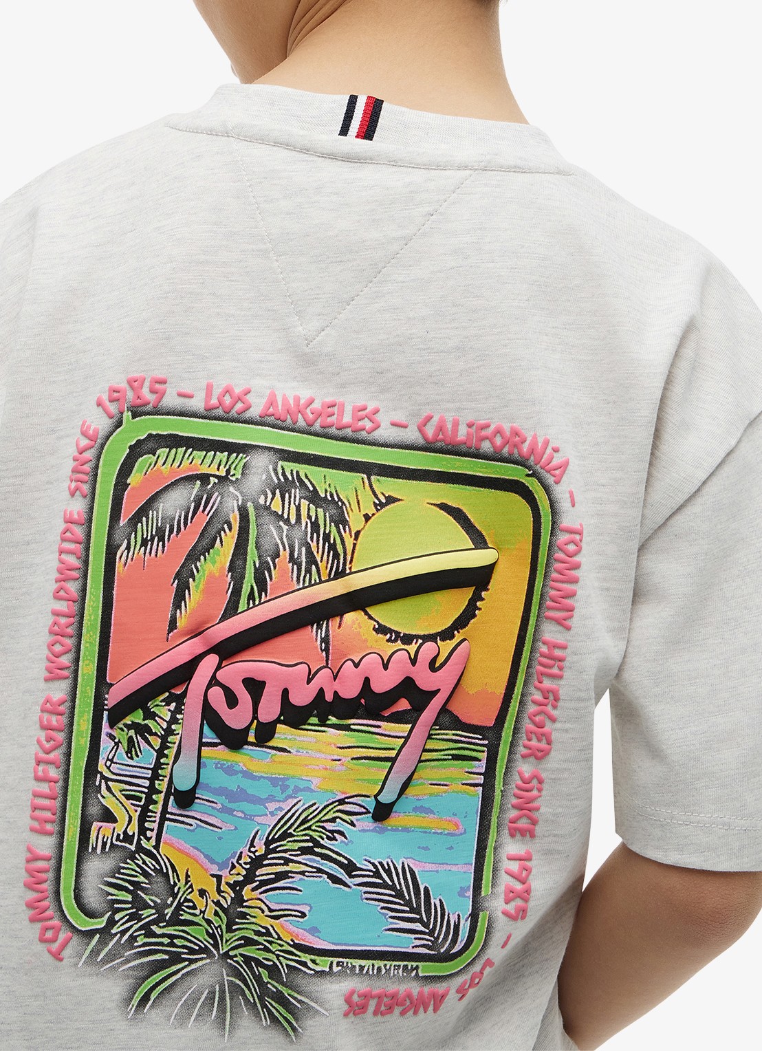 Tommy Hilfiger T-shirt met logo- en backprint - detail 3 lichtgrijs