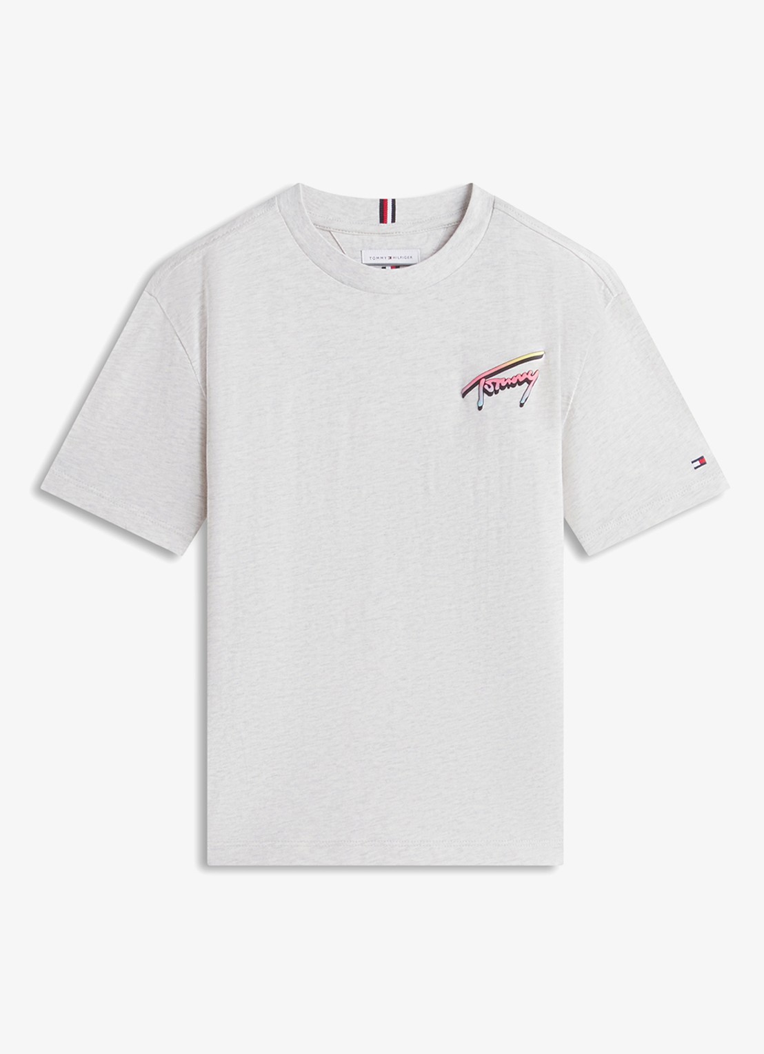 Tommy Hilfiger T-shirt met logo- en backprint - voorkant 4 lichtgrijs