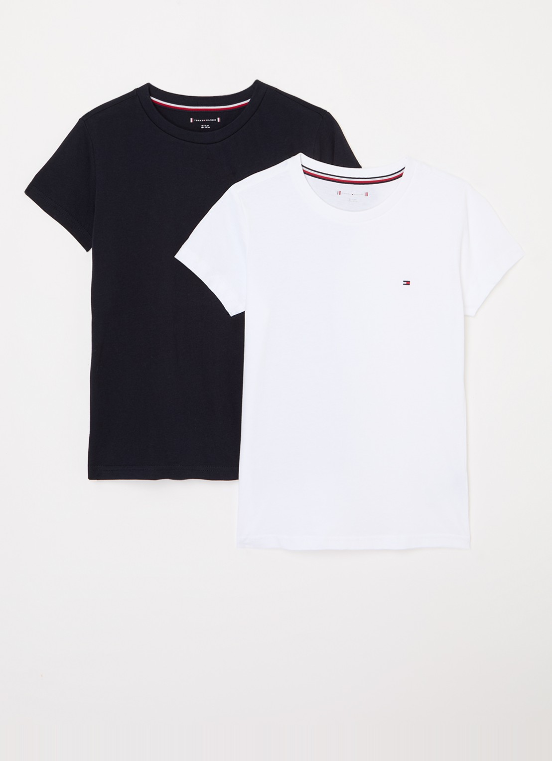 Tommy Hilfiger T-shirt met logo in 2-pack - voorkant zwart