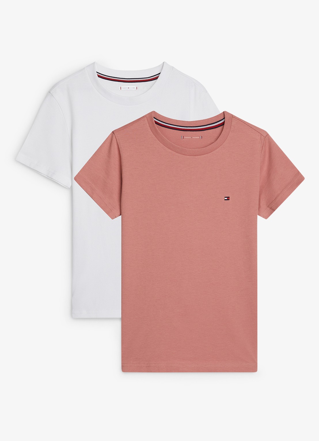 Tommy Hilfiger T-shirt met logo in 2-pack - voorkant donkerroze