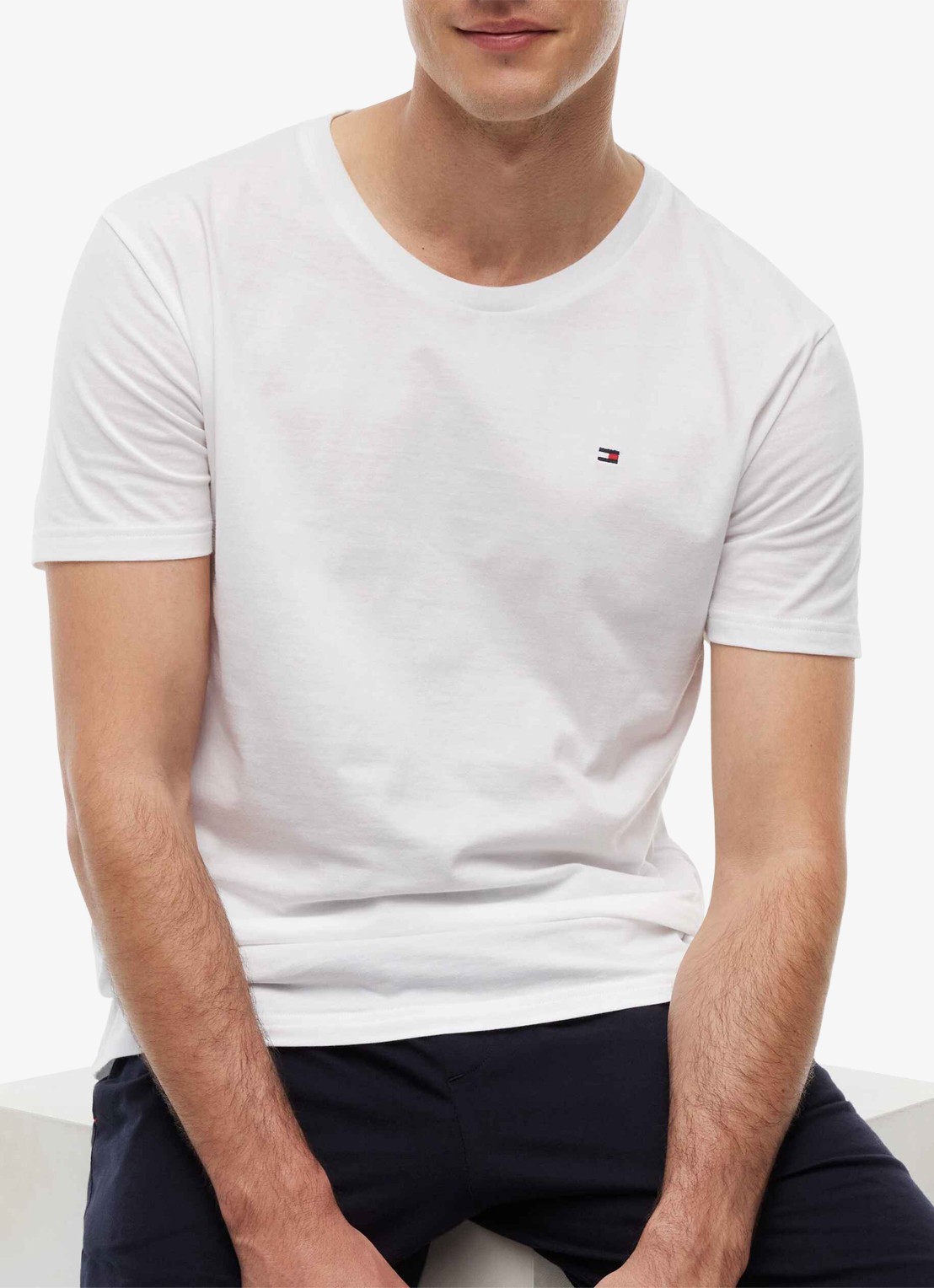 Tommy Hilfiger T-shirt met logo in 3-pack - detail ivoor