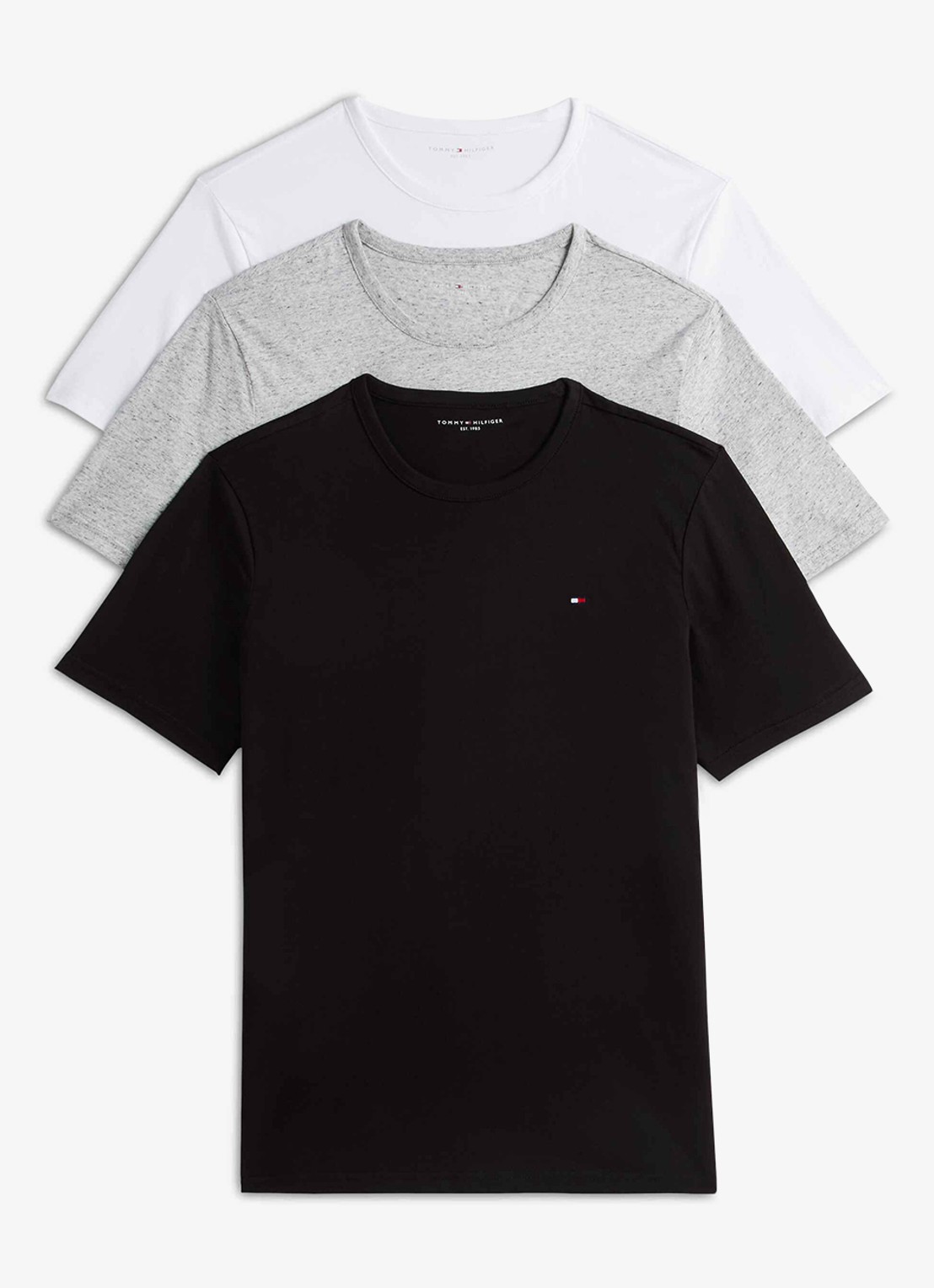 Tommy Hilfiger T-shirt met logo in 3-pack - voorkant 4 grijs