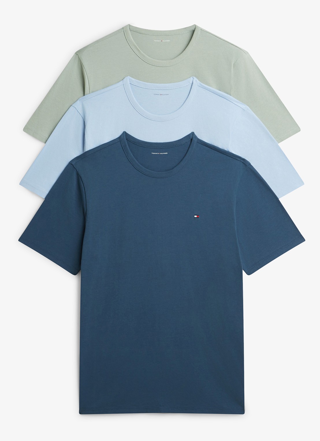 Tommy Hilfiger T-shirt met logo in 3-pack - voorkant zwart